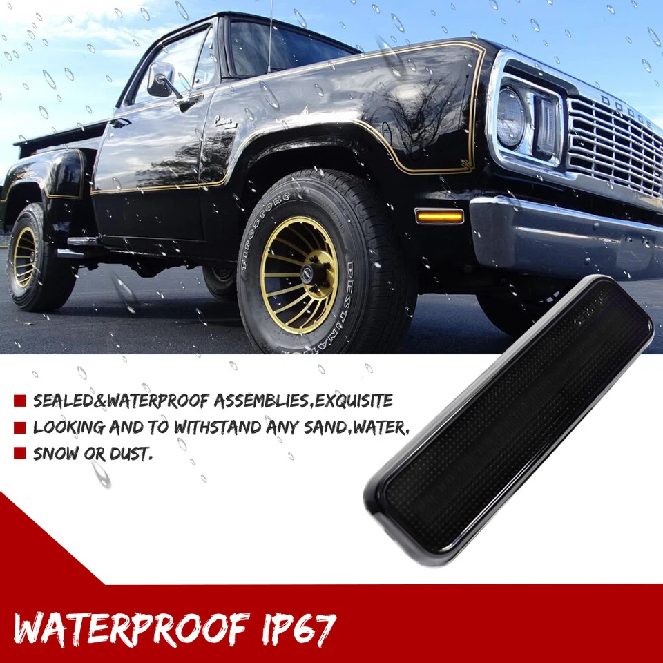 Luces de señalización LED laterales delanteras ámbar ahumado para cargador Ram camioneta Dodge Ram 72-93 Foto 4 de 4