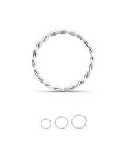 Nose Ring 14K White Gold Seamless Twisted Hoop 3/8" 5/16" 9/32" 1/4" 18G 20G 22G