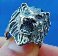 UNUSUAL ANCIENT ROMAN SILVER RING LION HEAD RING RARE ARTIFACT AUTHENTIC