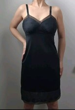 Vtg 60's Aristocrat By Superior Black Nylon Camisole Nightgown Night Dress 36