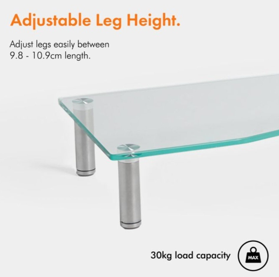VonHaus - XL Glass Monitor Stand - Height Adjustable Screen Riser | 100 ...