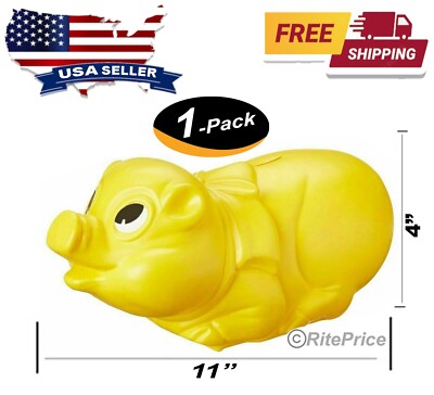 11'' Plastic Piggy Bank (Yellow) Saving Money The Fun Way Tuff Pig Big - (1 Pack)