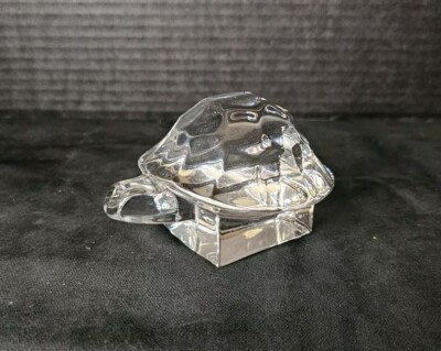 Vintage ORREFORS Crystal Art Glass Turtle Figurine Paperweight ~ Signed