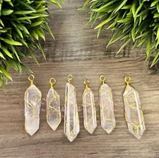 Wholesale Lot 6 Pcs Natural Lemurian Quartz Pendant Crystal Healing Energy