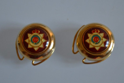 Paire De Boutons De Manchette Dorés émaillés à Motif Couronne ER – Très Bon état, Vintage Chic