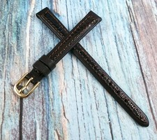 Hadley-Roma 10 mm Brown Genuine Teju Lizard Stitched Ladies Watch Band LS807