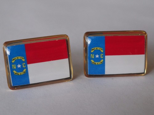 North Carolina State Flag Cufflinks--United States of America USA US Patriotic - Picture 2 of 4