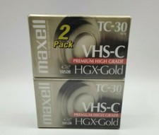 New 2 Pack Maxell VHS-C TC-30 HGX-Gold Premium High Grade Camcorder Video Tapes