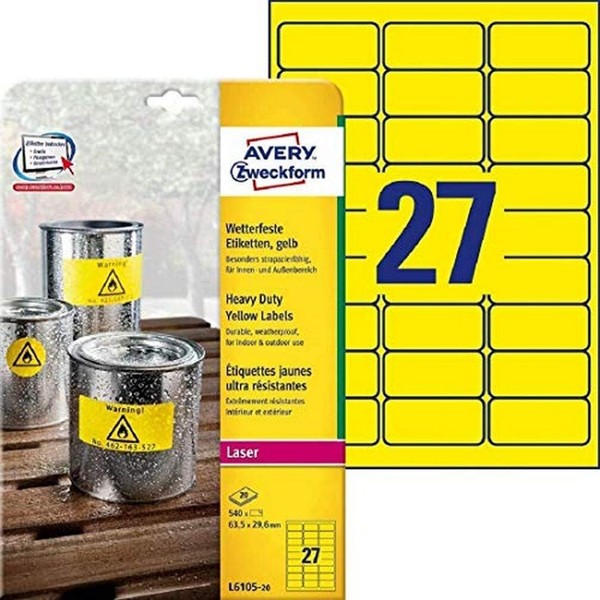 Avery Zweckform L6105-20 Wetterfeste Folienetiketten (63,5X29,6 Mm Auf Din A4, E-image