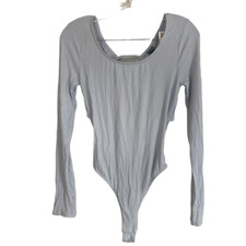 Women's Ribbed Open Back Lace-Up Bodysuit - Wild Fable Light Blue Size Small
