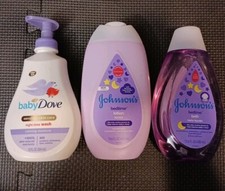 Lot Johnson's Bedtime Bath Bedtime Lotion 13.6oz, Baby Dove Night Time Wash 13oz