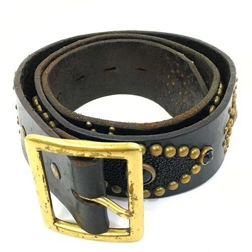 『Hollywood BELT 34 BLACK』 Used Hollywood Trading Co. Studded Belt 34 (US 4) Leather Men's