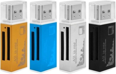 USB 2.0 All in One Memory Card Reader For : MICRO-SD SD TF SDHC M2 MMC  SILVER