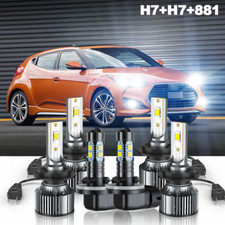 For 2012-2016 2017 Hyundai Veloster 6000k Led Headlight High Lowfog Light Bulbs