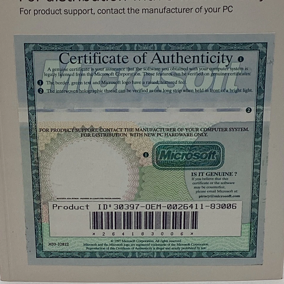 Microsoft Windows95 1997 con CD-ROM Internet Explorer 4.0 con instrucciones y certificado de autenticidad Foto 3 de 4