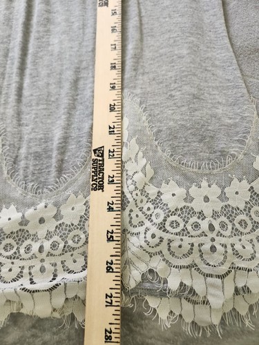 Rewind Gray Knit Yoked Lace Hem Flutter Sleeve Top XL - Picture 8 of 12