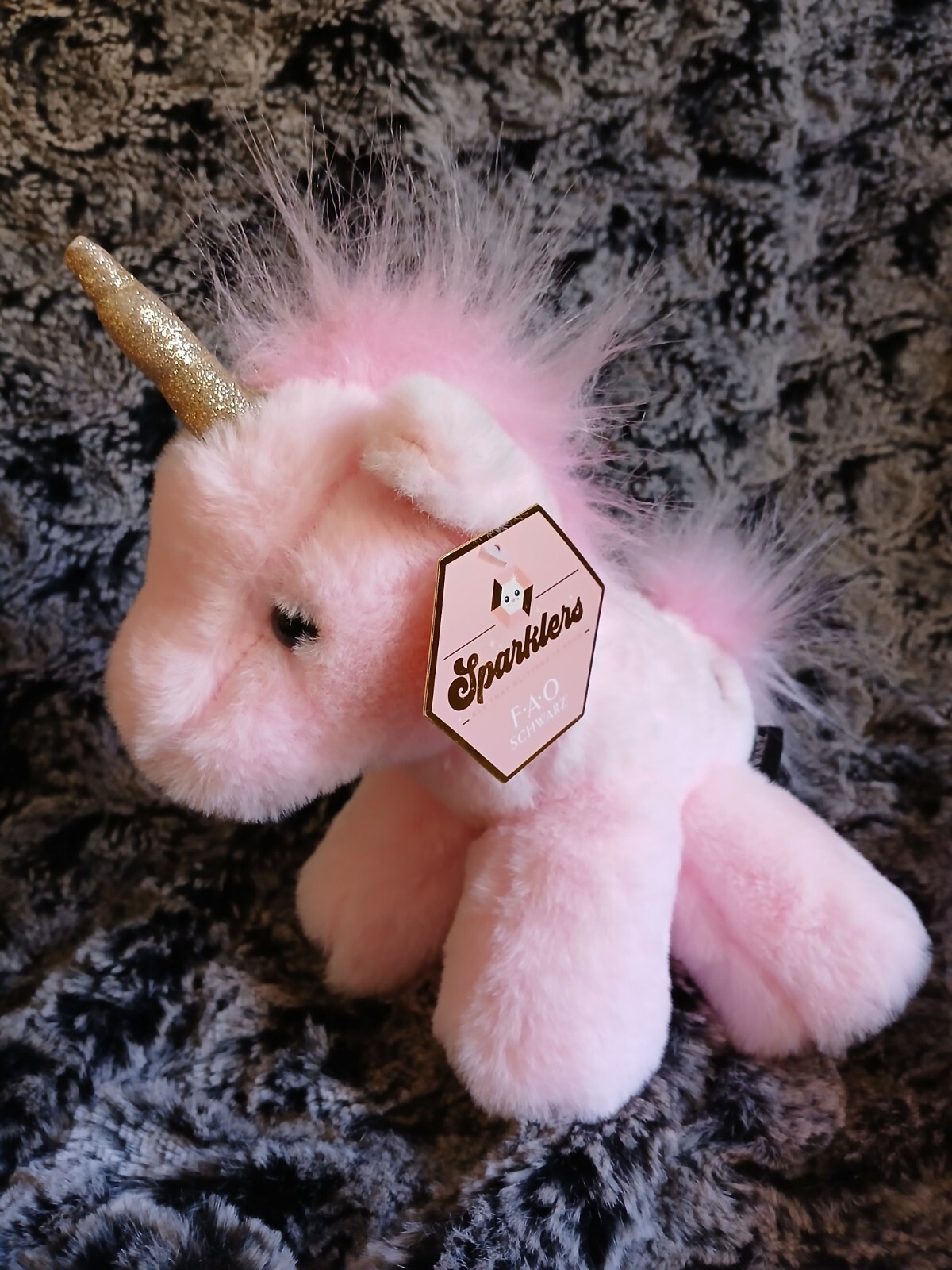 Fao Schwarz Pink Plush Baby Unicorn Minky Soft Stuffed Plush Lovey