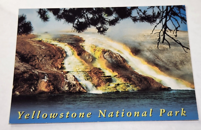 #ad Yellowstone National Park Excelsior Geyser Flows into Firehole River Postcard $4.00