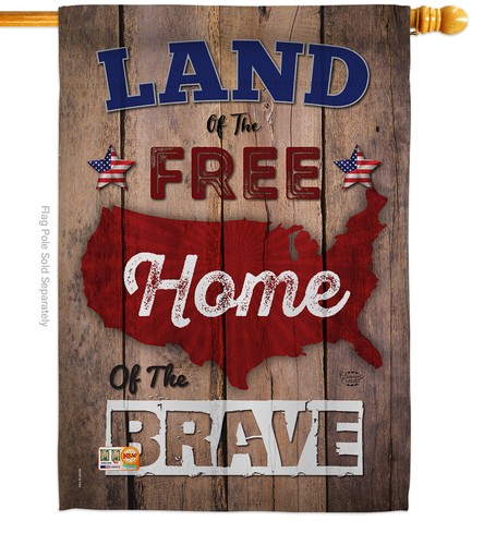 Land Of The Free, Home Brave Patriotic America Usa Honor Garden House Yard Flag - Picture 3 of 13