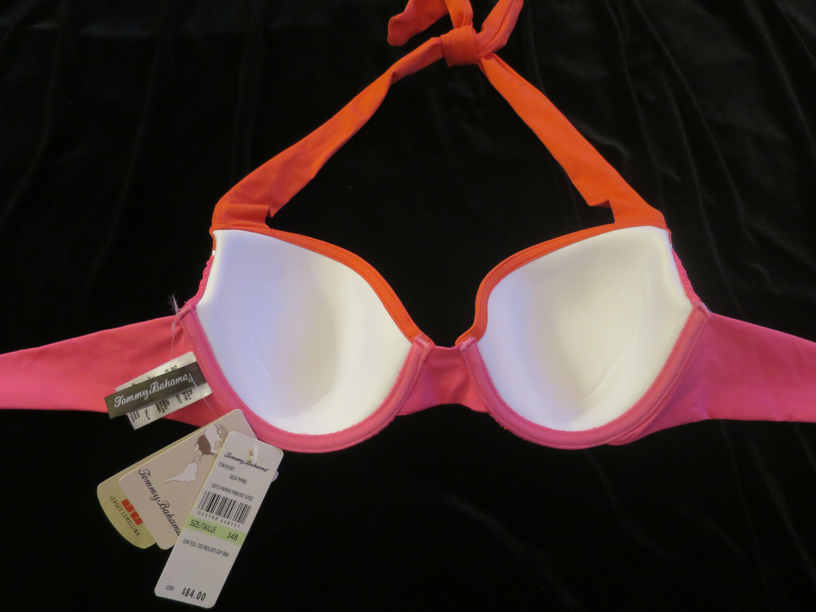 NEW Tommy Bahama Pink Halter Swim Top Only Swimsuit Womens 34B