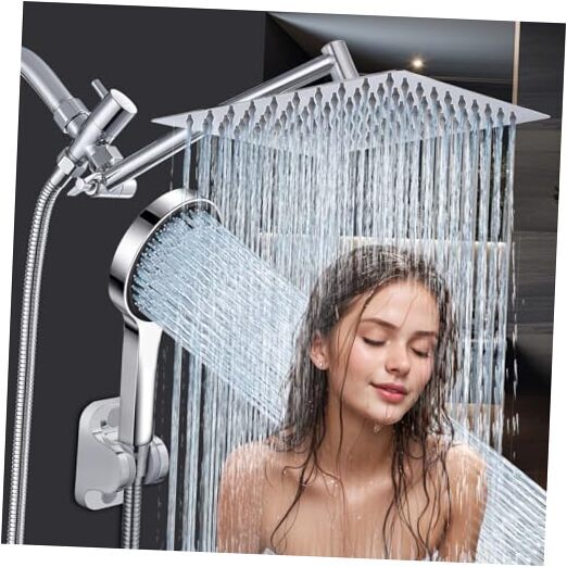 Shower Head,10 Inch Rain Shower Head with Handheld Spray Combo,3 Sliver