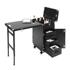 Storage Rolling Manicure Table Nail Desk Travel Train Case Cosmetic Trolley USA