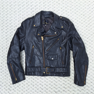 Vtg Lesco Leathers Leather Cafe Racer Moto Motorcycle Biker Jacket