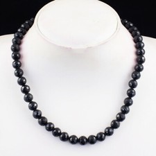 352 Cts Earth Mined Black Spinel Faceted Round Shape Beaded Necklace SK 07E447