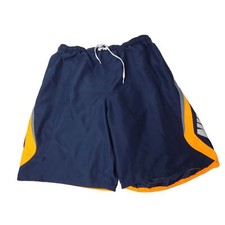 Nike Men's SZ XXL Swim Shorts Blue Orange Swoosh Pockets Drawstring Line
