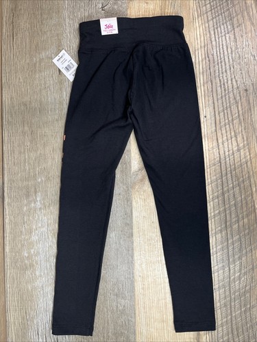 JUSTICE Leggings Girl's S 7/8 Black & Purple Glitter Logo Full Length Pants NWT - Picture 2 of 8