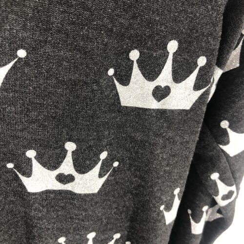 Chaser Raglan Glitter Crown Pullover Sweatshirt Size XS Top Queen Princess Soft - Picture 3 of 8