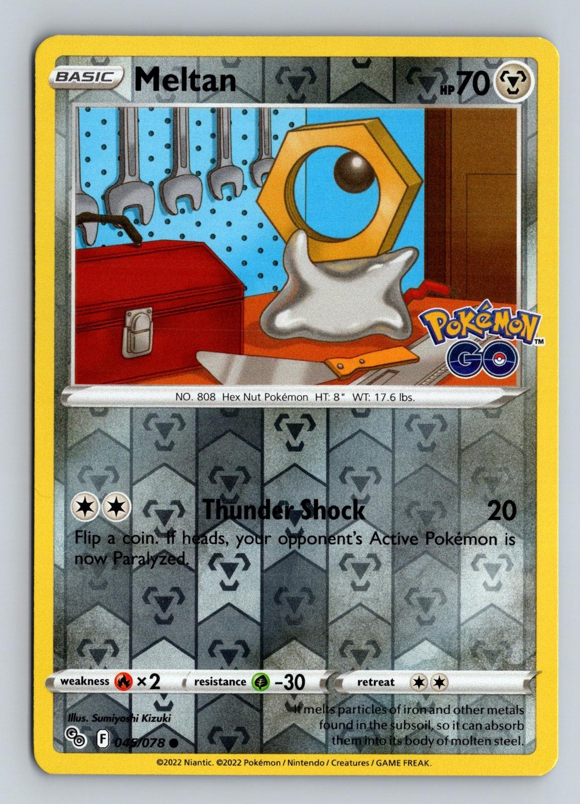Meltan 045/078 Common Pokemon GO Pokemon Reverse Holo Near Mint