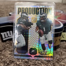 2025 Panini Donruss Production Line Saquon Barkley / Jalen Hurts 16 Sliver Disco