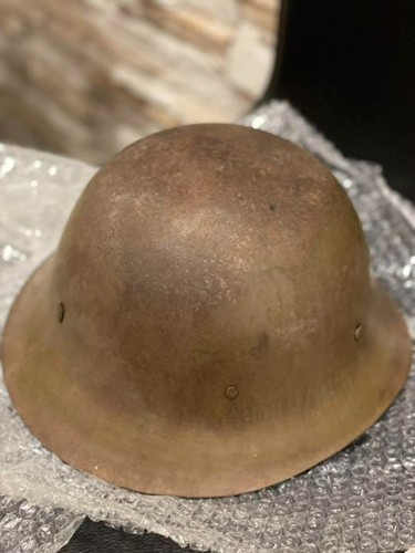 Antiguo casco de hierro de defensa del ejército japonés de la Segunda Guerra Mundial artículo emitido por militares ANTIGUO - Imagen 2 de 4