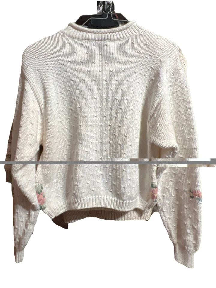 Suéter para mujer Lizsport Liz Claiborne años 20 vintage pequeño beige Foto 4 de 4