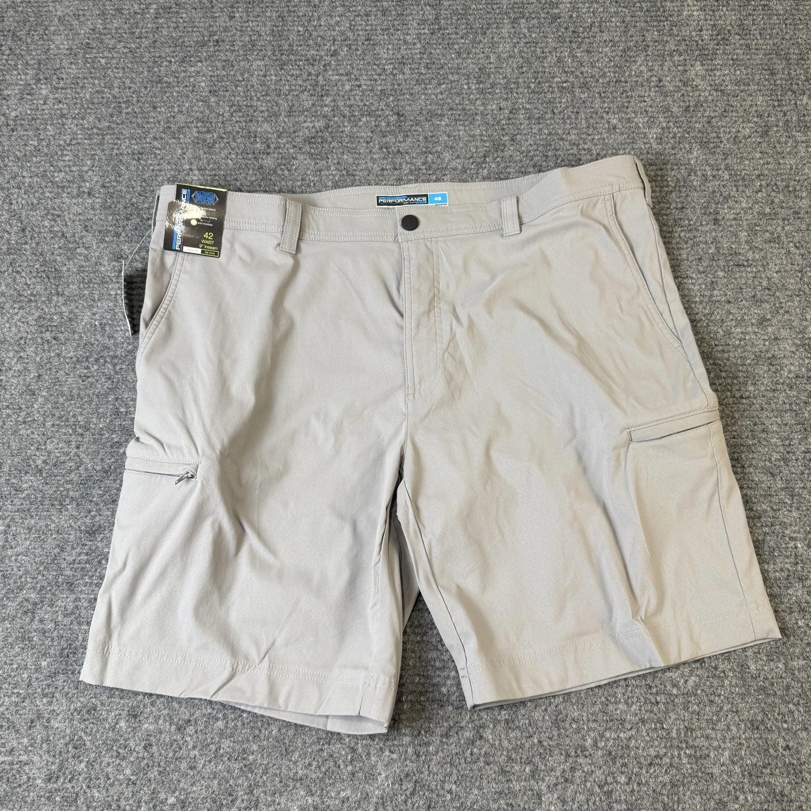 Roundtree & Yorke Performance Shorts Mens 42 Gray Ultimate Stretch Waist Comfort