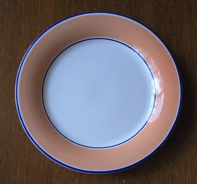 RAR Staffordshire Geschirr Avanti orange mit blauem Rand 8'' Teeteller Vintage 