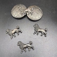 Sterling Silver Lion Or poodle Belt Buckle And Buttons