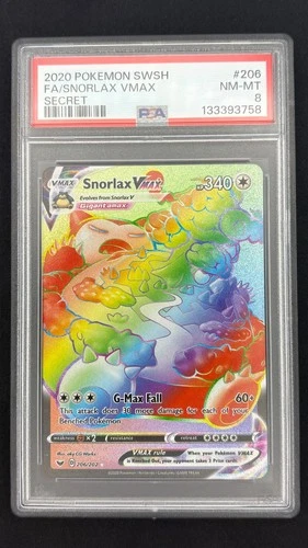 Snorlax VMAX 206/202 - Sword & Shield - Graded PSA 8 NM-MT Pokemon Card
