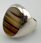 Men's Vintage Moss Agate Ring Size 9.5 Sterling Silver 13g