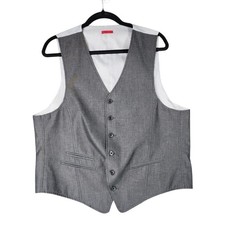 John Varvatos Mens Gray Serge Vest M Striped Career Office Dress Formal Luxury