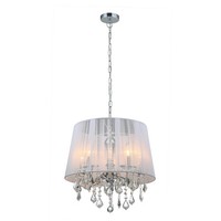 Weiß Chrom Glamour Klassisch HäNgelampe Pendelleuchte 5X40W/E14 45X100 [Cm]