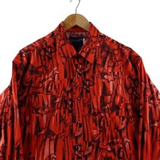 Vintage Wrangler Western Shirts Men XL Red Black Horse All Over Print Pearl Snap