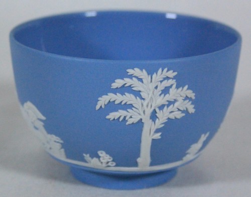 1953 VTG WEDGWOOD BLUE JASPERWARE NEOCLASSICAL MINI OPEN SUGAR BOWL 2" TALL NEW - Picture 2 of 6