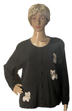 Vintage Charcoal Grey with Embroidered Kittens Cats Sweater Jumper Size Medium