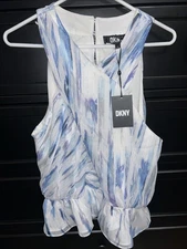 DKNY Printed Chiffon Halter Neck Top Size XL New With Tags Retail Price $89