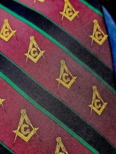 Alvnn Masonic Necktie Burgundy Stripe Pattern Men's Silk Neck Tie