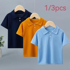 Kids Polo Shirts 1 3 Pack Boys Girls Solid Color Short Sleeve School Uniform Top
