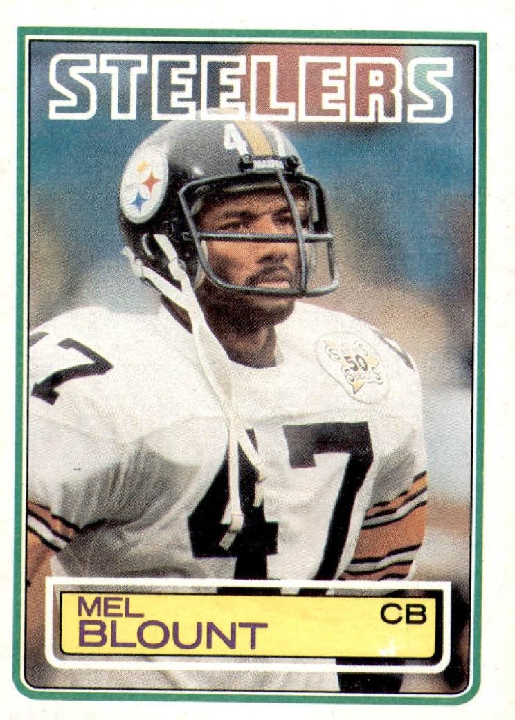 Mel Blount #357 Football Cards 1983 Topps trading card — raw and PSA graded price guide