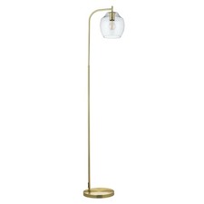 Modern Satin Brass and Clear Glass 152cm Floor Lamp Gold Standing Light